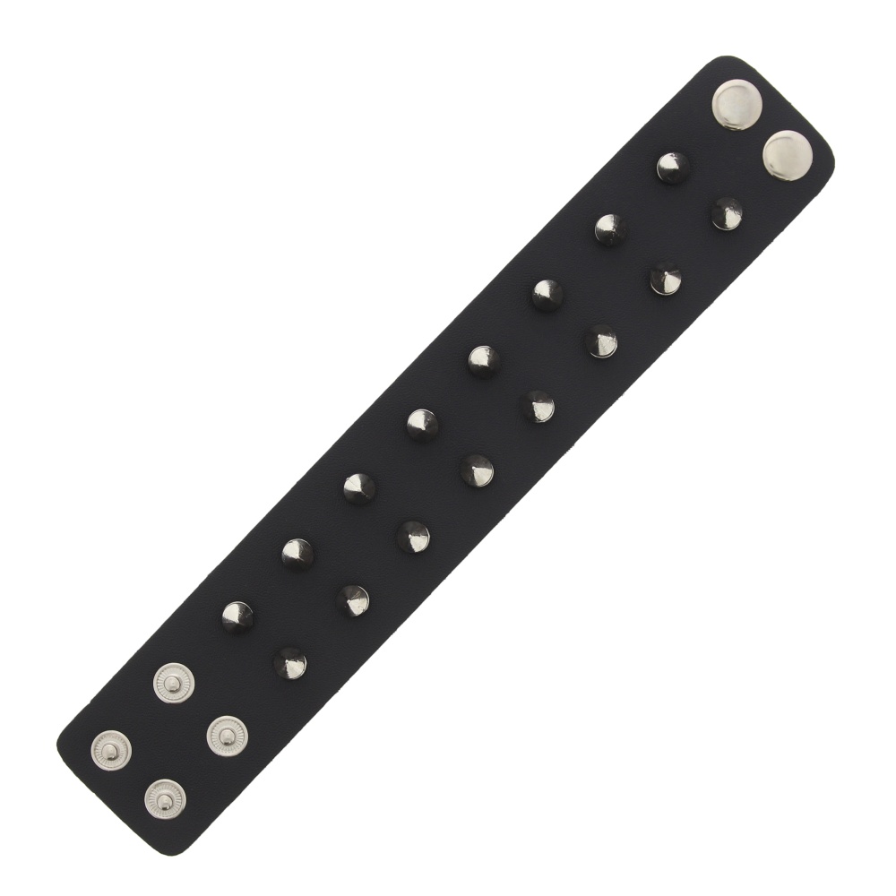 Zac's Alter Ego - 2 Row Spike Studded PU Polsband - Zwart
